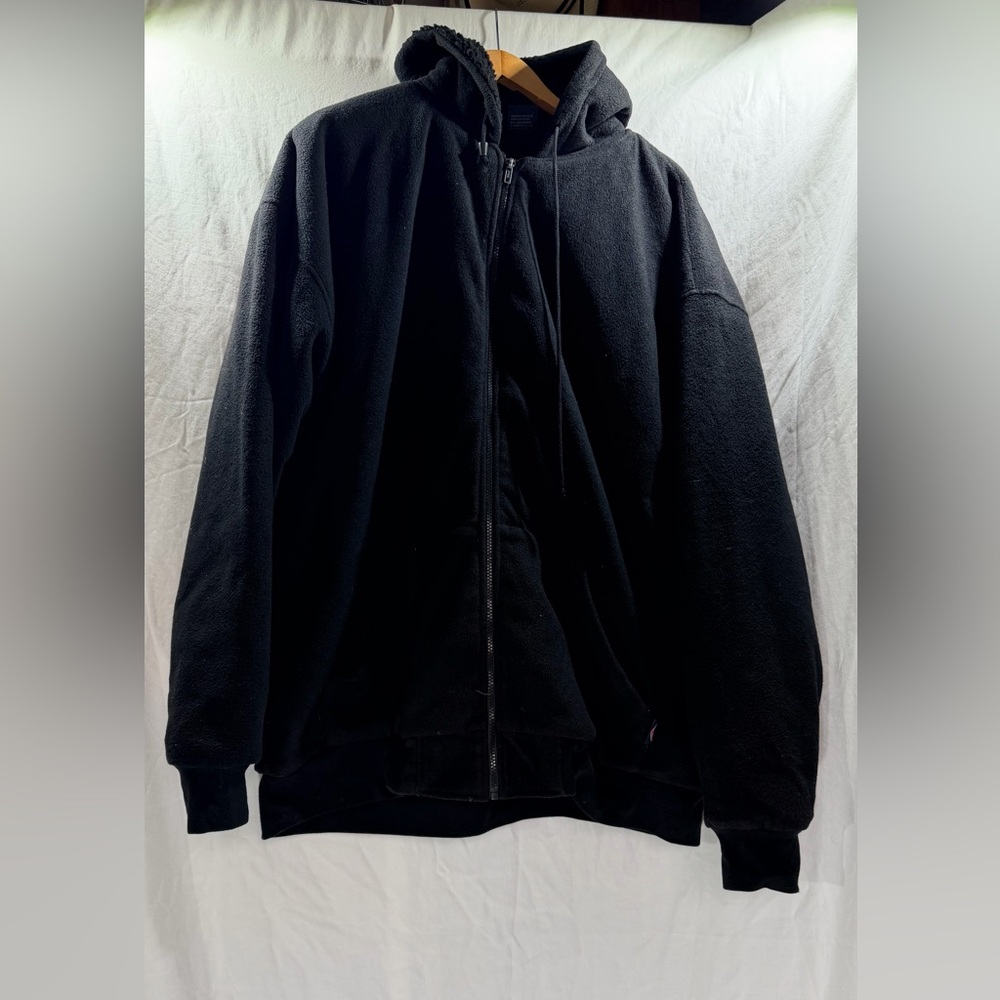 Men's Black Hooded Zip-Front Puffer Jacket